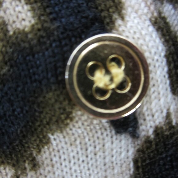 J Crew Womens L Brown Beige Cheetah Animal Print Merino Wool Cardigan Sweater - Picture 3 of 9